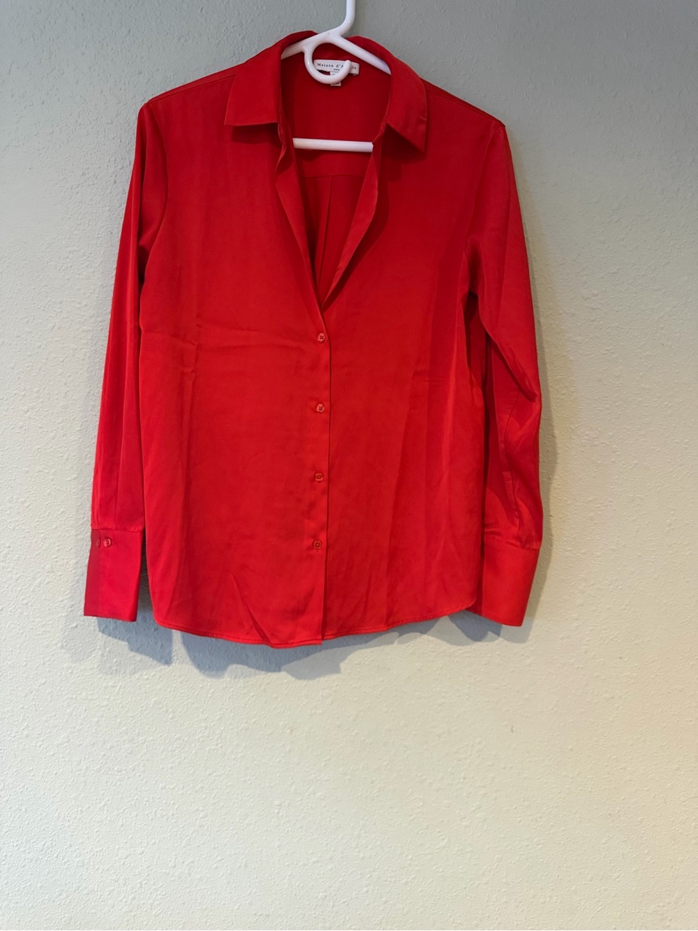 Maison d'Amélie Red Long Sleeve Button Down Blouse